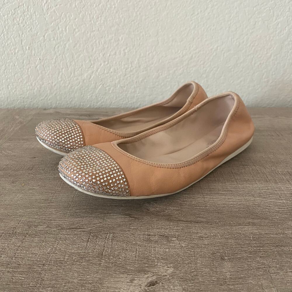 BCBGeneration Womens Agatha Pink Leather Round Toe Slip On Ballet Flats Shoes 7B